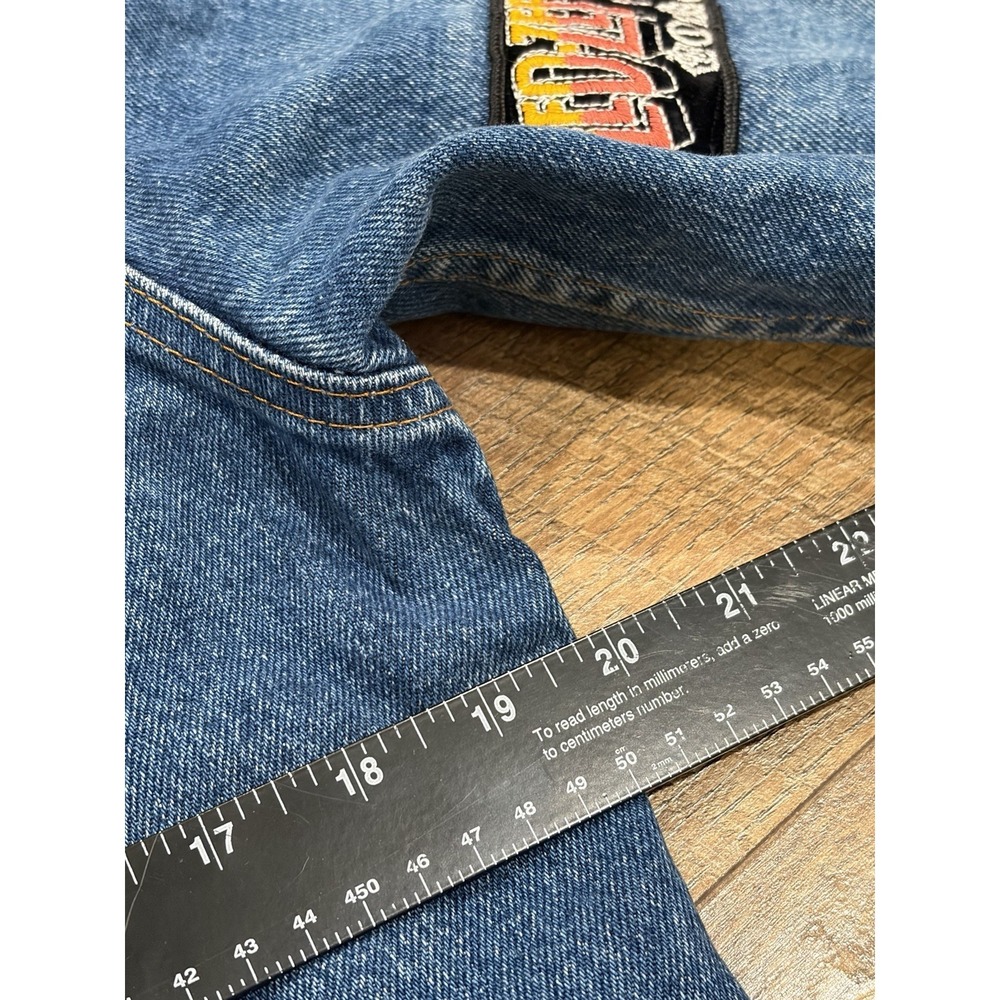 Vintage 80s 90s Led Zeppelin GAP Plaid Lined Denim Trucker Jacket Small Blue USA - Picture 11 of 12